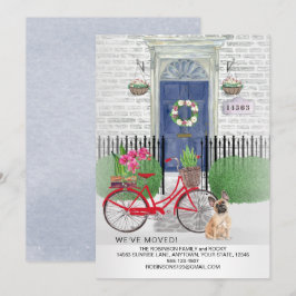 Flytta Fransk Bulldog Hund Bicycle Blue Door Meddelande