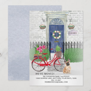 Flytta Fransk Bulldog Hund Bicycle Blue Door Meddelande