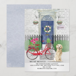Flytta Golden Retriever Hund Bicycle Blue Door Meddelande