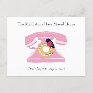 Flytta House Telefon Roligt Rosa  Vykort