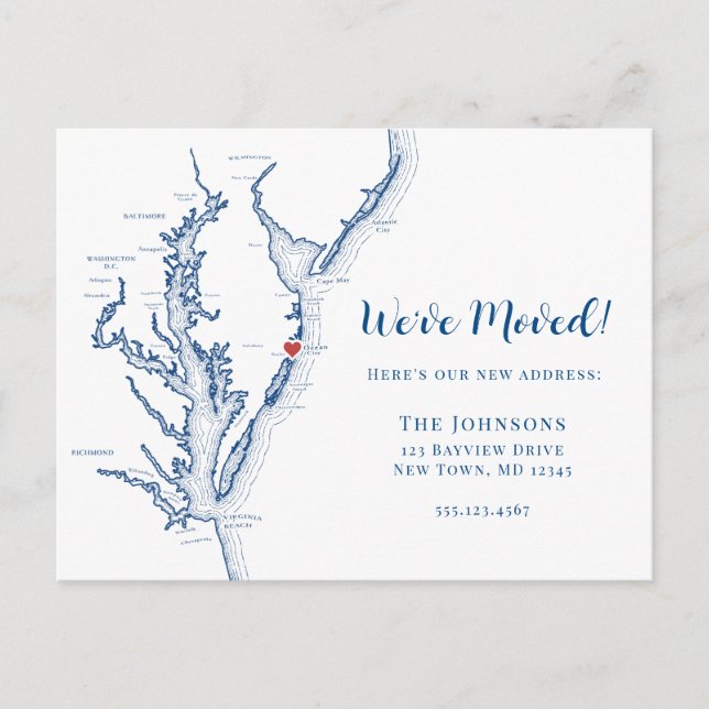 Flytta i New Home Ocean City Maryland Karta Meddelande Vykort (Framsida)