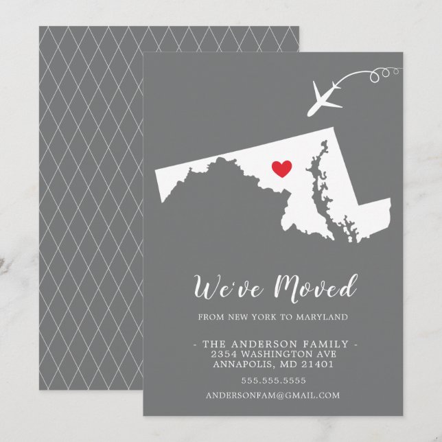 Flytta Meddelande | MARYLAND Inbjudningar (Fram/baksida)