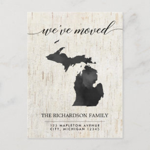 Flytta-meddelande, Michigan State Rustic Inbjudan Vykort