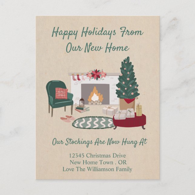 Flytta Meddelande | Nytt hem för Helgdagarna Vykort (Framsida)