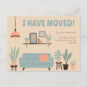 Flytta Meddelande om Adress Cute Living Room Soffa Vykort