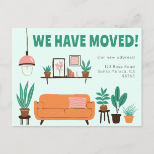 Flytta Meddelande om Adress Cute Living Room Soffa Vykort