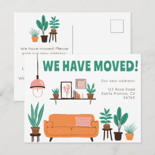 Flytta Meddelande om Adress Cute Living Room Soffa Vykort