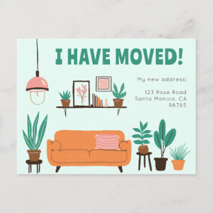 Flytta Meddelande om Adress Cute Living Room Soffa Vykort