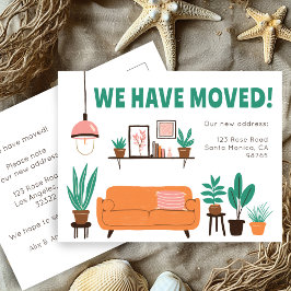 Flytta Meddelande om Adress Cute Living Room Soffa Vykort