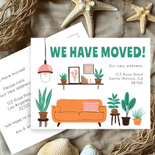Flytta Meddelande om Adress Cute Living Room Soffa Vykort