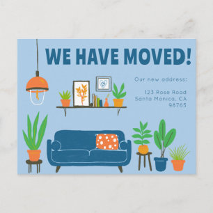 Flytta Meddelande om Adress Cute Living Room Soffa Vykort