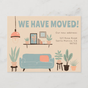 Flytta Meddelande om Adress Cute Living Room Soffa Vykort