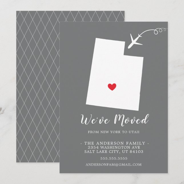 Flytta Meddelande | STAT UTAH Inbjudningar (Fram/baksida)