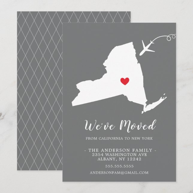 Flytta Meddelande | State NEW YORK Inbjudningar (Fram/baksida)