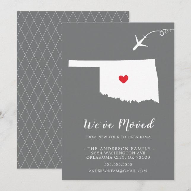 Flytta Meddelande | State OKLAHOMA Inbjudningar (Fram/baksida)