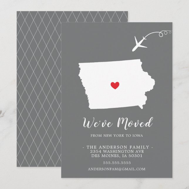 Flytta Meddelande | Staten IOWA Inbjudningar (Fram/baksida)