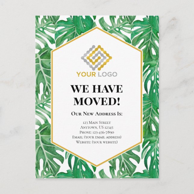 Flytta-meddelande - Tropiskt visitkort Vykort (Framsida)