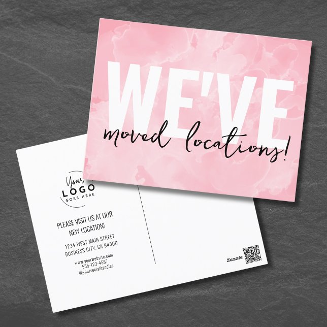 Flytta-meddelandekort för Business Logotyp  Vykort (Business Change Of Address Postcard)