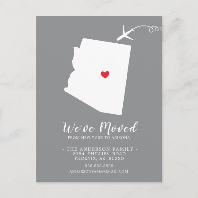 Flytta-meddelandestatus Arizona-postkort Vykort (Framsida)