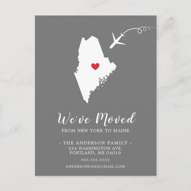 Flytta MEDDELANDETILLSTÅND, MAINE-POST Vykort (Framsida)