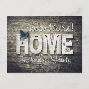 Flytta Notification Ny adress Rustic Wood HOME Vykort