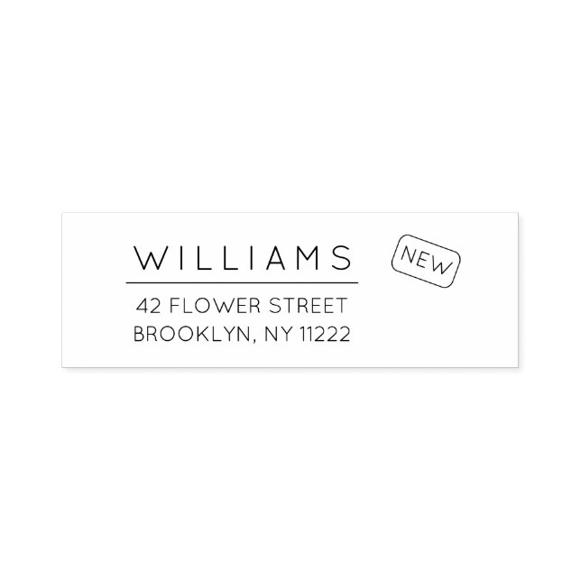 Flytta. Ny adress. Minimal typografi 01a. Självfärgande Stämpel (Design)