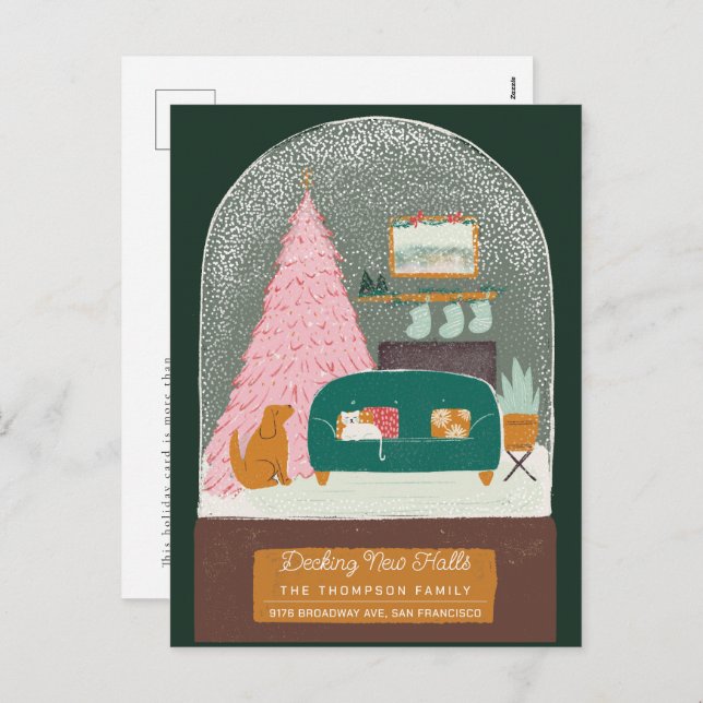 Flytta om  av nya Halls Snö Globe Helg Vykort (Fram/baksida)