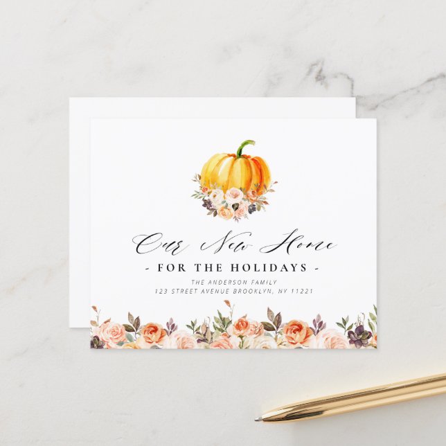 flytta om  av pumpa blommigt thanksgiving (Fram/Back In Situ)