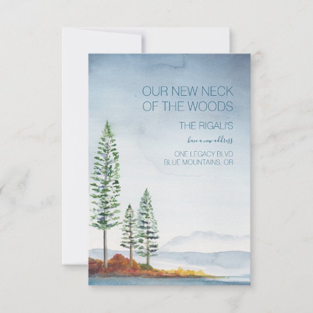 Flytta om blåa berg i vattenfärg OSA kort (Framsida)