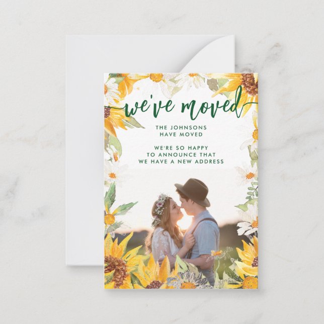 Flytta om botaniskt sonblomma anteckningskort (Framsida)