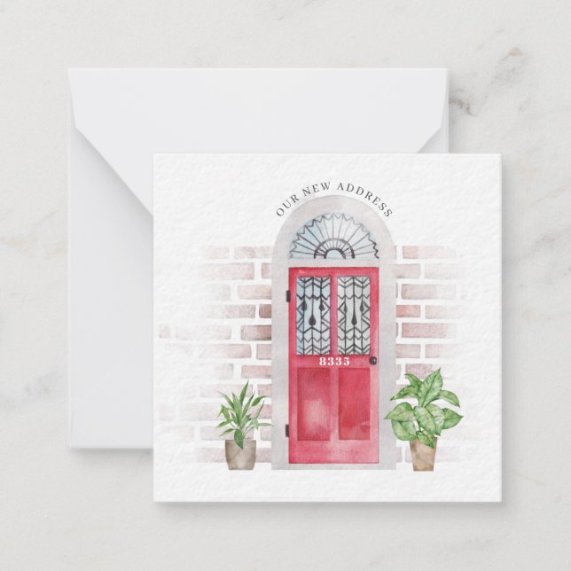 Flytta om Chic av vi har flyttat vattenfärg Anteckningskort (Framsida)