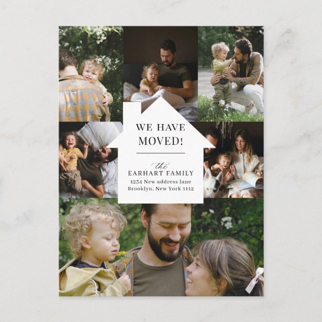 Flytta om elegant för hemfotokollage vykort (Framsida)