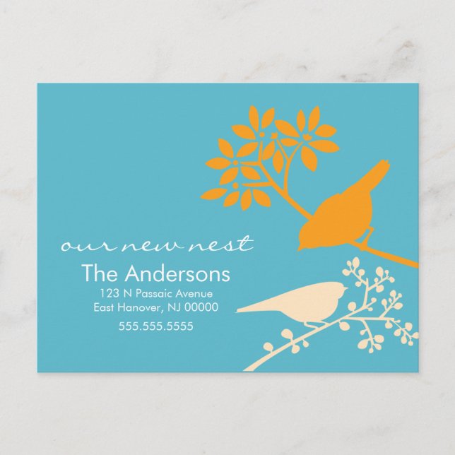 Flytta om färgämnen för fåglar meddelande vykort (Framsida)