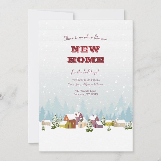 Flytta om färgat vinter liggande liggande inbjudningar (Framsida)