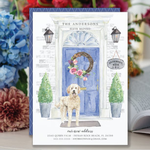 Flytta om Golden Doodle Front Door Inbjudningar