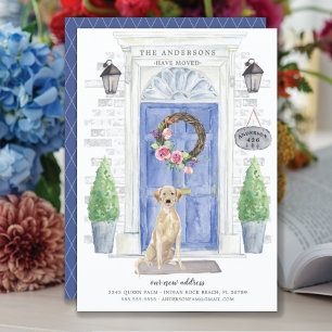 Flytta om Golden Retriever Front Door Inbjudningar