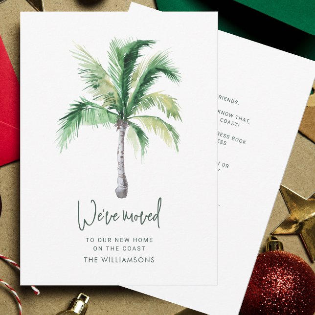 Flytta om kustområden i handflatan Träd (We've Moved Christmas Holidays Palm Tree Moving Announcement)