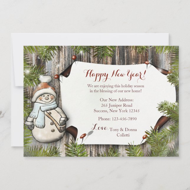 Flytta om leende Snögubbe Helgdag Julkort (Framsida)