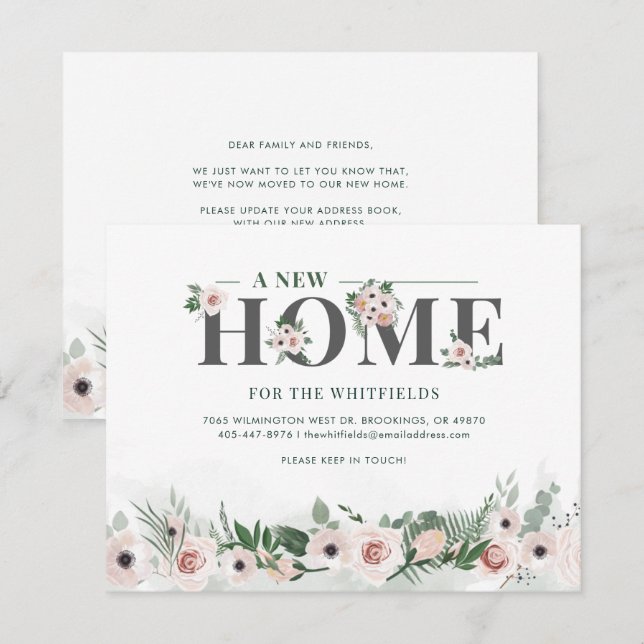 Flytta om Rosa av Blommigt för vi har flyttat (Fram/baksida)