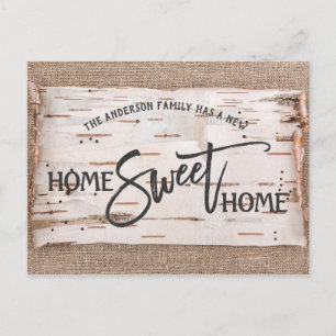 Flytta om Rustic Birch Home Sweet Vykort