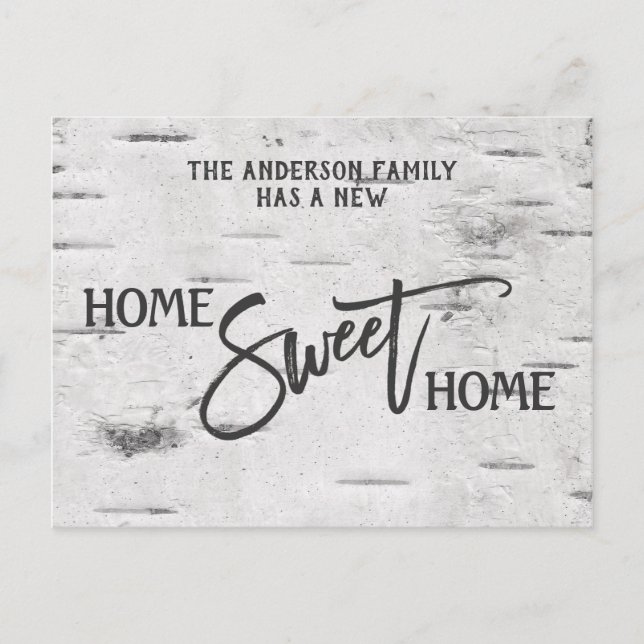 Flytta om Rustic Birch Home Sweet Vykort (Framsida)
