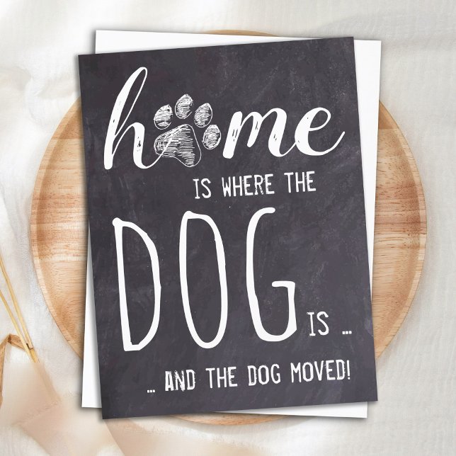 Flytta om Rustic Home Vi har flyttat Hund Vykort (Skapare uppladdad)