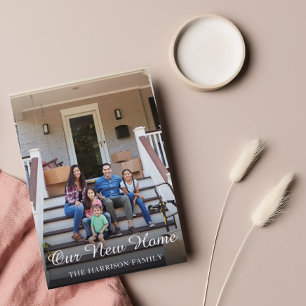 Flytta om vår Nya adress familjs foto Vykort