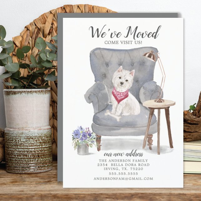 Flytta om Vi har flyttat av Cute Westie Hund Meddelande (Skapare uppladdad)