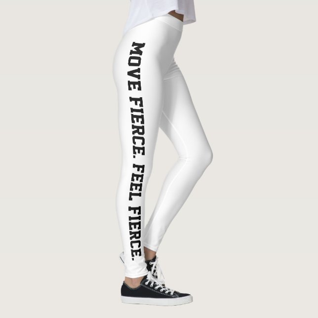 Flytta på dig. Känn häftig. Vit Leggings (Höger)