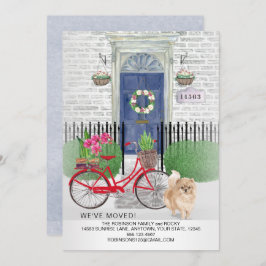 Flytta Pommern Hund Bicycle Blue Door New Home Meddelande