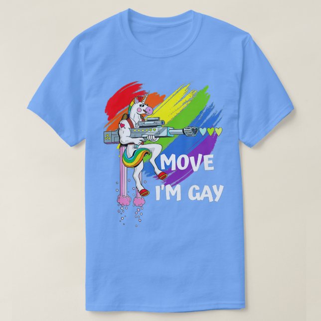 Flytta Pridet Im Gay Rainbow Unicorn LGBQ T Shirt (Design framsida)