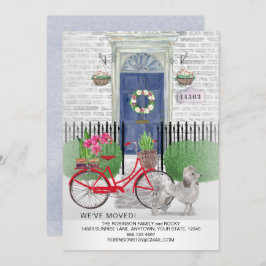 Flytta Pudel Hund Bicycle Blue Door New Home Meddelande