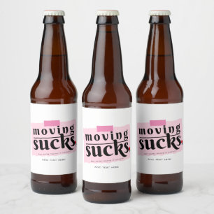 Flytta Sucks! Modern Funny Farewell Bra Adjö Gift Ölflaska Etikett