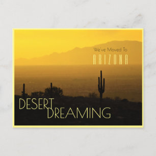 Flytta till Arizona Gult Sunset Saguaro Cactus Meddelande Vykort